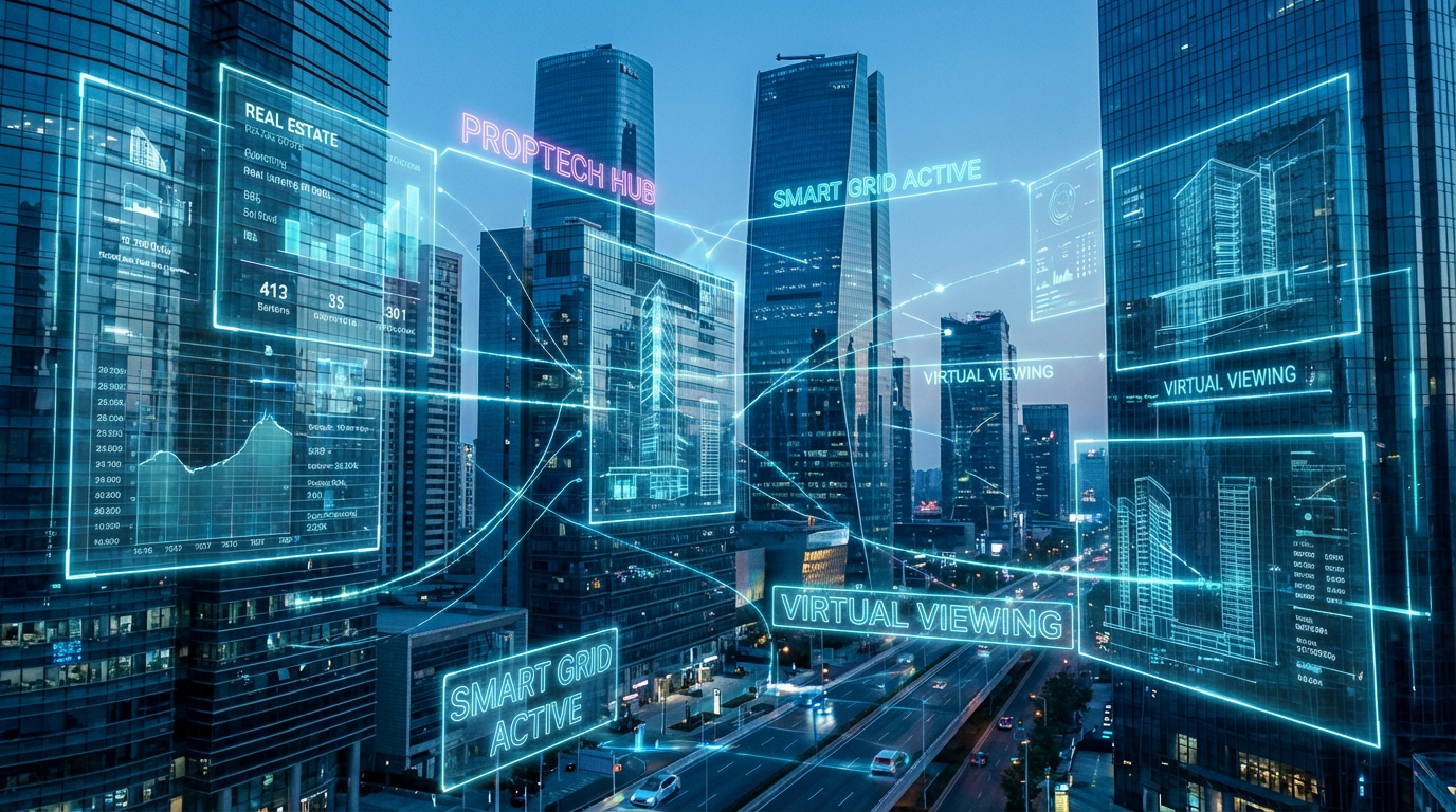 PropTech Smart City with Holographic Overlays