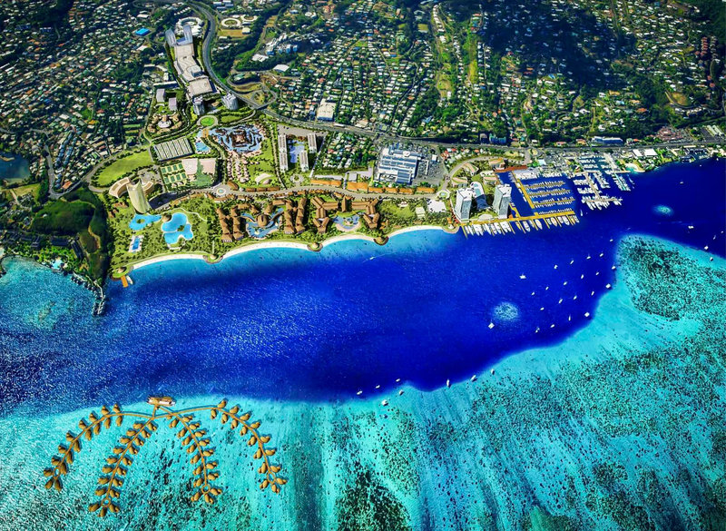 Tahiti Aerial - Stunning Coastline with Overwater Bungalows