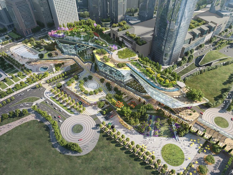 Harbourfront detailed aerial view