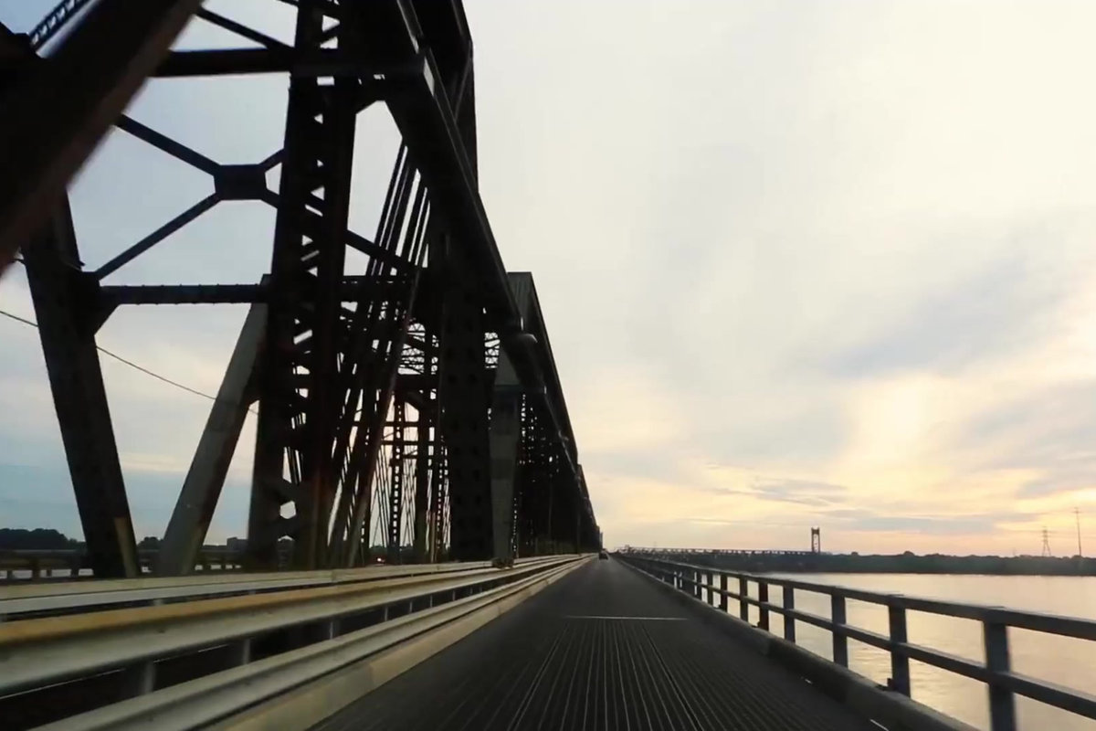 Yangon railway bridge at sunset